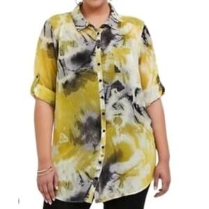 Torrid Womens Size 2 / 2X Print Tunic Length Blouse Festival Summer Vibes